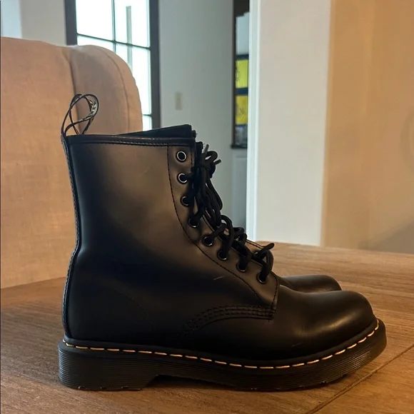 Dr. Martens Black Leather Boots with Yellow Stitching - Picture 5 of 7